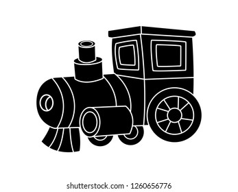 black and white line art, vector illustration of a train silhouette
