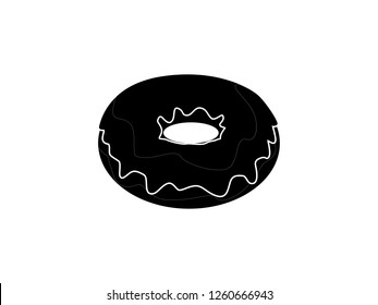 black and white line art, vector illustration of donut silhouette