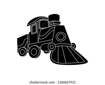 black and white line art, vector illustration of a train silhouette