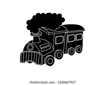 black and white line art, vector illustration of a train silhouette