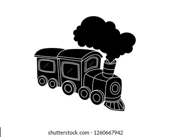 black and white line art, vector illustration of a train silhouette