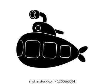 black and white line art, vector illustration of submarine silhouettes