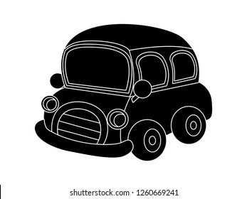 black and white line art, vector illustration of a car silhouette
