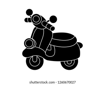 black and white line art, vector illustration of a motorcycle silhouette