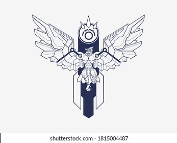 black and white line art vector Garuda eagle concept illustration for t shirt design