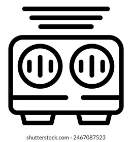 Black and white line art vector of a standard dual plug electrical socket