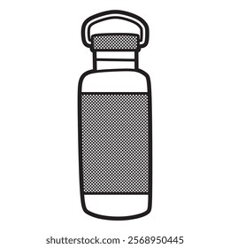 black and white line art, vector, simple water bottle