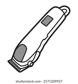 black and white line art vector image hair clipper with left facing indicator