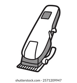 black and white line art vector image of a left facing hair trimmer