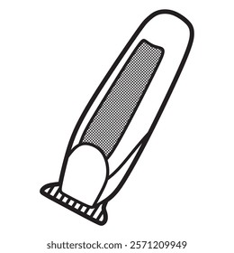 black and white line art vector image battery powered hair clipper left facing