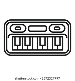 Black and white line art vector of a retro audio cassette tape, perfect for nostalgic designs