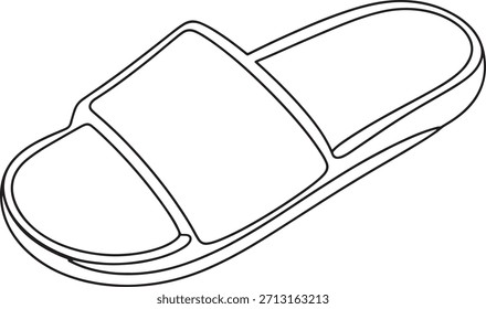  Dibujo del Vector del arte de la línea blanco y negro de una sola sandalia de la diapositiva