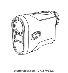 Black and white line art vector illustration of a golf rangefinder, highlighting its design and features