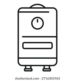 Ilustración del icono del Vector del arte de la línea en blanco y negro de un calentador de agua eléctrico contemporáneo