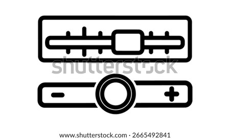 Black and white line art vector illustration of two horizontal sliders for settings and volume control, ideal for user interface design.