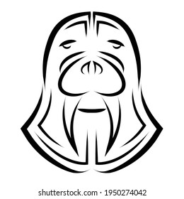 Black and white line art of walrus head. Good use for symbol, mascot, icon, avatar, tattoo, T Shirt design, logo or any design you want.