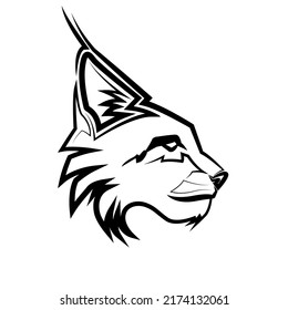 Black And White Line Art Of Wildcat Head.