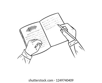 black and white line art, writing sketch