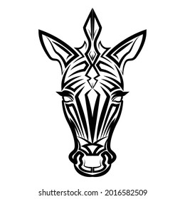 Black and white line art of zebra head. Good use for symbol, mascot, icon, avatar, tattoo,T-Shirt design, logo or any design.