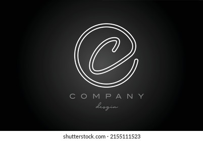 black and white line C alphabet letter logo icon design. Handwritten connected creative template for business and company