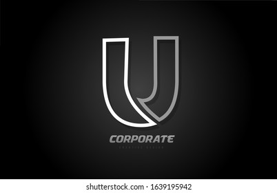 black and white line company business U letter alphabet logo icon design. Suitable for corporate logotype