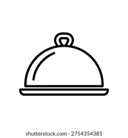 Black and white line of a covered serving dish line covered serving dish