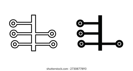 Black and white line of a crossbar switch with multiple connections line crossbar switch electrical