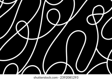 black and white line doodle squiggle seamless pattern. Creative abstract scribble style drawing background for kids or trendy design with basic organic shapes. wallpaper print.