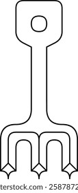 Black and White Line Drawing of Abstract Geometric Fork Design