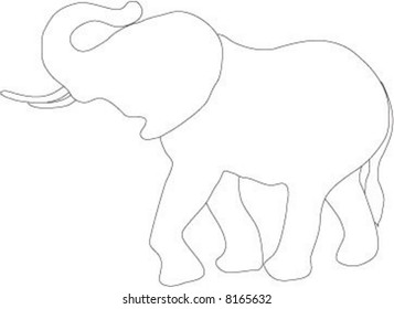 Black and white line drawing of adult elephant (vector) - Shutterstock ID 8165632