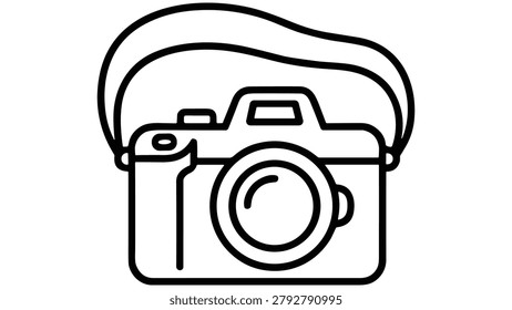 Black and white line drawing camera