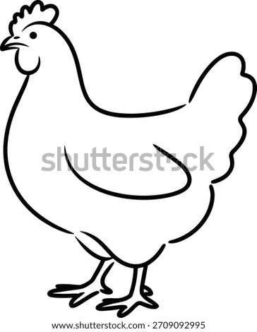 Black and white line drawing of a chicken fowl bird