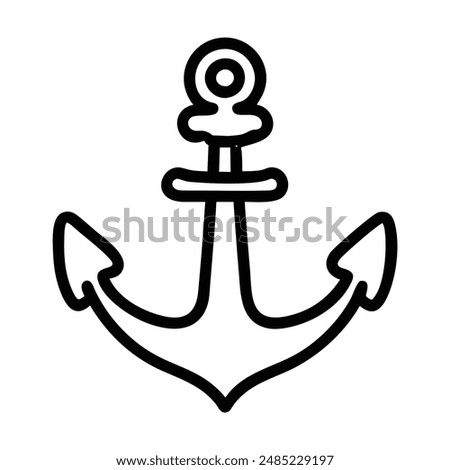 Black and white line drawing of a classic anchor. Vector illustration
