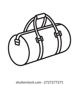 Dibujo de línea en blanco y negro de una bolsa de lona cilíndrica