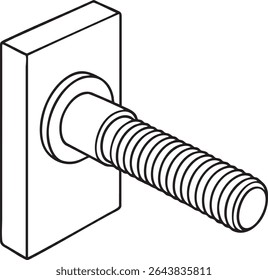 A black and white line drawing depicts a bolt with a square head and visible threads. The object is isolated on a white background.