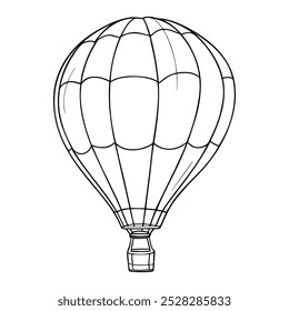 Dibujo de línea en blanco y negro de un globo aerostático.