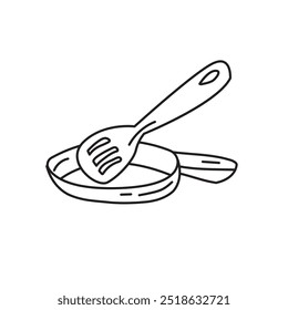 Black and white line drawing of a kitchen spatula.