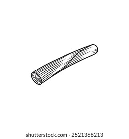 Un dibujo de línea en blanco y negro de un puerro con un largo. Dibujado a mano ilustración de boceto de Vector en estilo vintage grabado doodle. Ilustración botánica, cocina, ingrediente para ensalada, sopa.