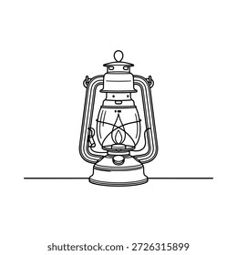 um desenho de linha preto e branco de uma lanterna antiquada