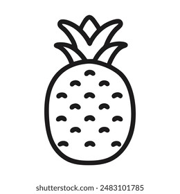 Black and white line drawing of a pineapple. Vector illustration