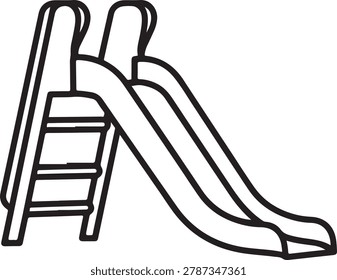 Black and white line drawing of a playground slide with a ladder for easy climbing access.