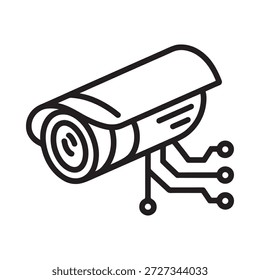 Un dibujo de línea en blanco y negro de una cámara de seguridad