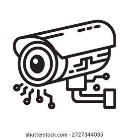 a black and white line drawing of a security camera