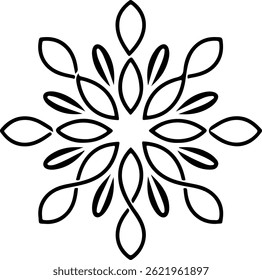 A black and white line drawing shows a stylized mandala.