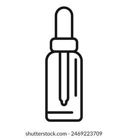 Black and white line drawing of a simple dropper bottle, suitable for various design uses