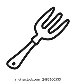 Black and white line drawing of a simple fork. Vector illustration