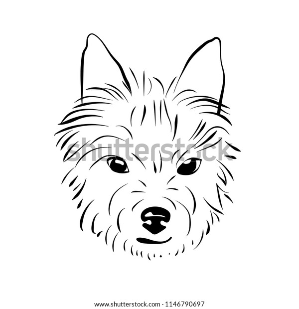 Black White Line Drawing Sketch Dog Stock Vector Royalty