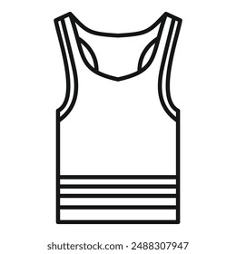 Black and white line drawing of a sleeveless tank top suitable for fashion design icons