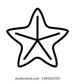 Black and white line drawing of a starfish. Vector illustration