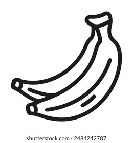 Black and white line drawing of two bananas. Vector illustration